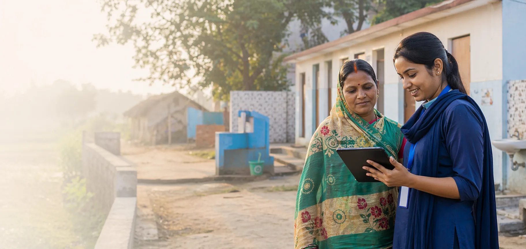 Public service worker helping a citizen register a grievance